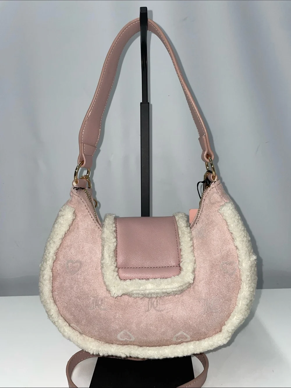 JUICY COUTURE DUSTY BLUSH CRYSTAL SNUGGLE HOBO BAG FTL-08-186